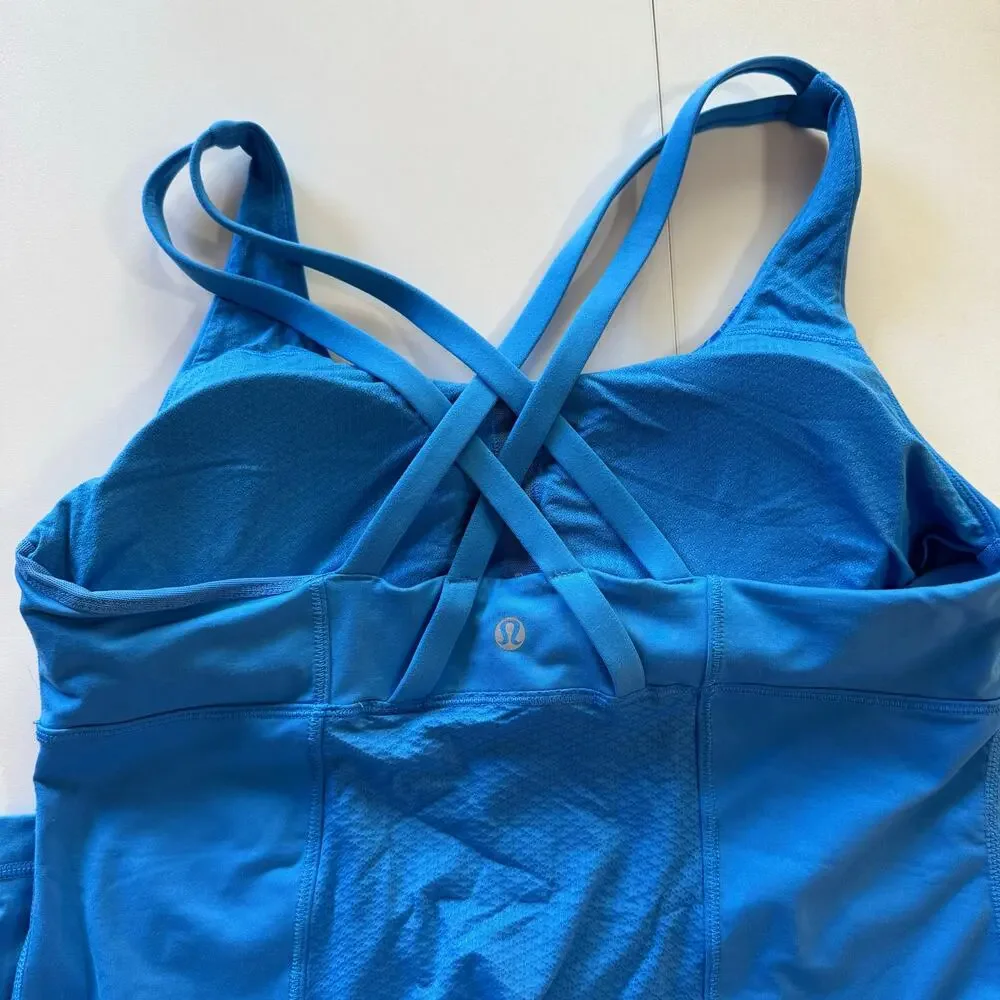 Lululemon Women Tank Top Blue Paisley Strappy Back‎ 10 - Picture 5 of 7